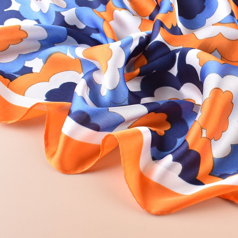 QL Silk Square Scarf Women Satin Shawl Wrap Hijab Female Hair Band Wrist Luxury Head kerchief flower 70*70cm Echarpe Bandana