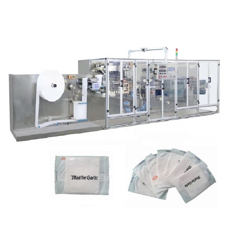 Full automatic single piece disposable wet wipe making machinery separate pocket alcohol wet tissue wrapping machine