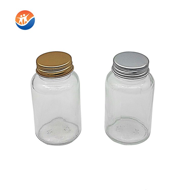 Manufactory Direct 60ml 100ml 120ml 150ml 500ml Wide Mouth Glass Bottle Pill Tablet Container Bottle with Plastic Aluminum Cap