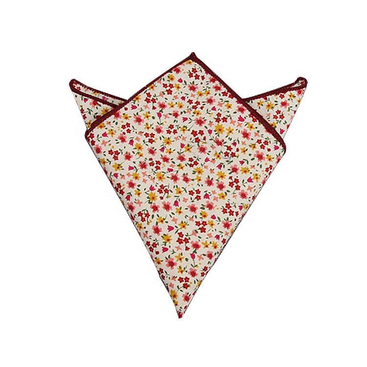 Men's Vintage Printed Cotton Pocket Square Handkerchief Custom Size Jacquard Style Embroidered Pattern Wholesale Price Christmas
