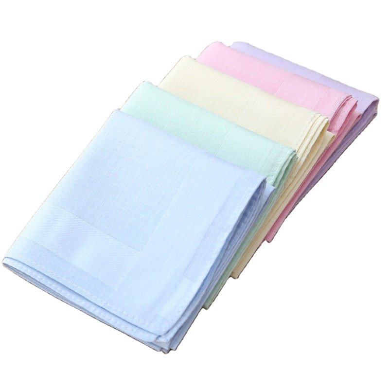 40*40cm Solid Pure Color Handkerchief Cotton Women Plain Pocket Squares Hankies Gift For Girl Neck Hair Scarf Towel 1PC