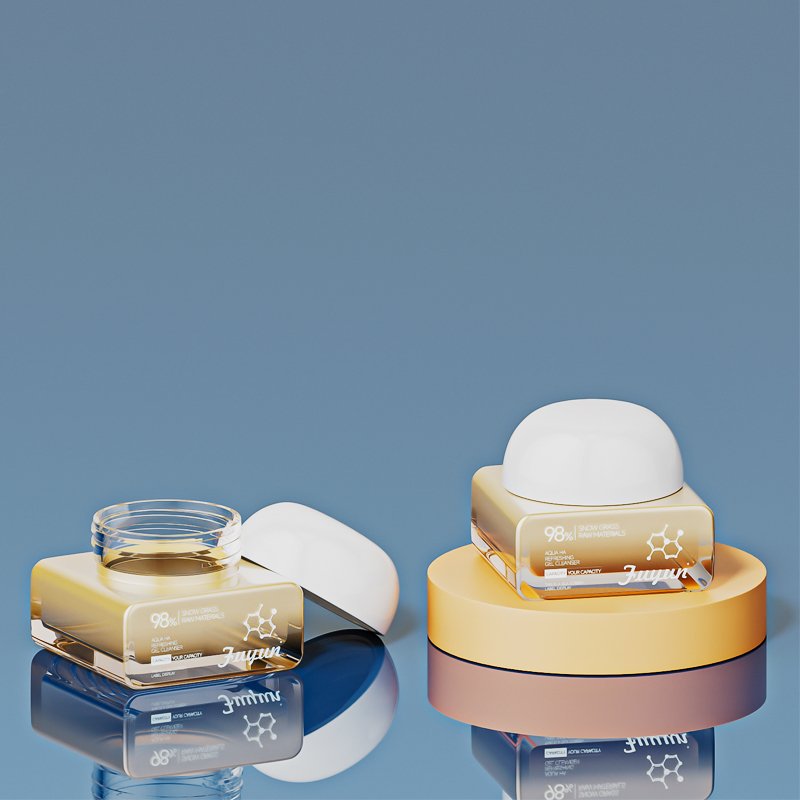 high end Gradient Cosmetic Bottle 30 50g cosmetic cream jar 100 120ml cosmetic bottle packaging with Special stone cover cap