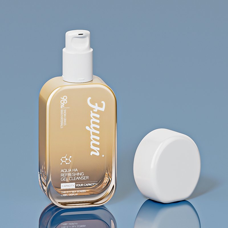 high end Gradient Cosmetic Bottle 30 50g cosmetic cream jar 100 120ml cosmetic bottle packaging with Special stone cover cap