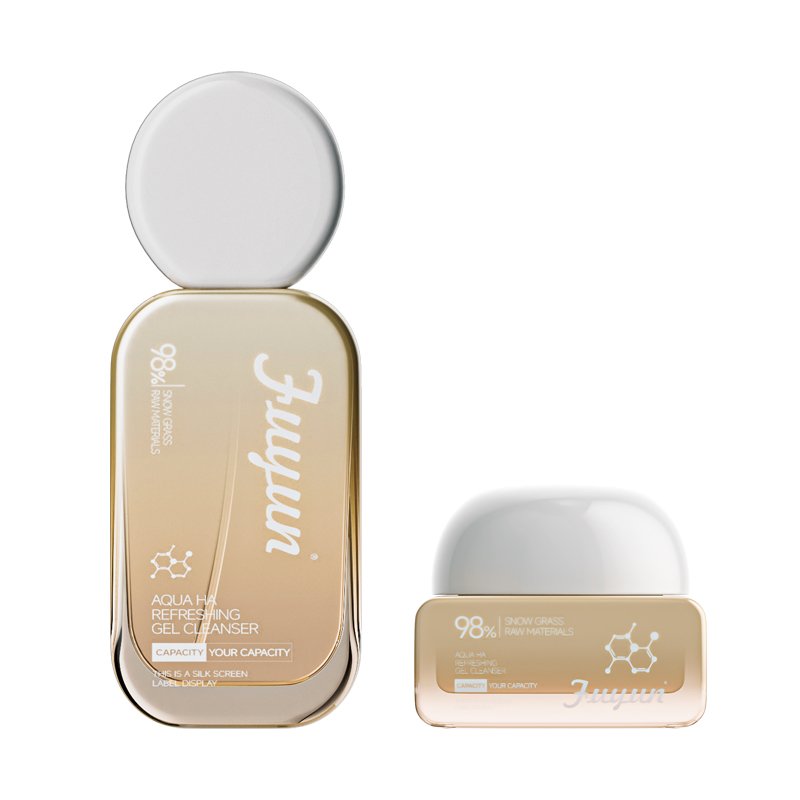 high end Gradient Cosmetic Bottle 30 50g cosmetic cream jar 100 120ml cosmetic bottle packaging with Special stone cover cap