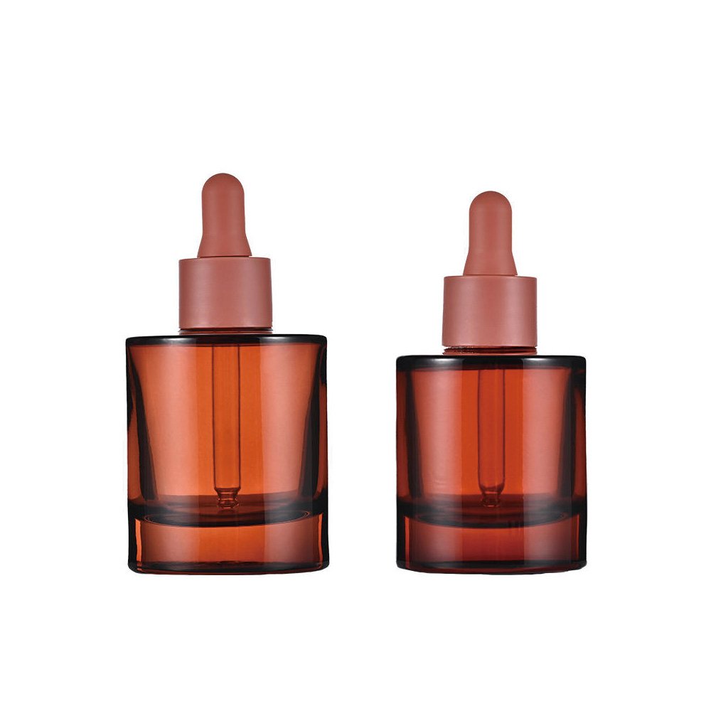 Personalized glass dropper bottle with aluminum collar for essential oil storage