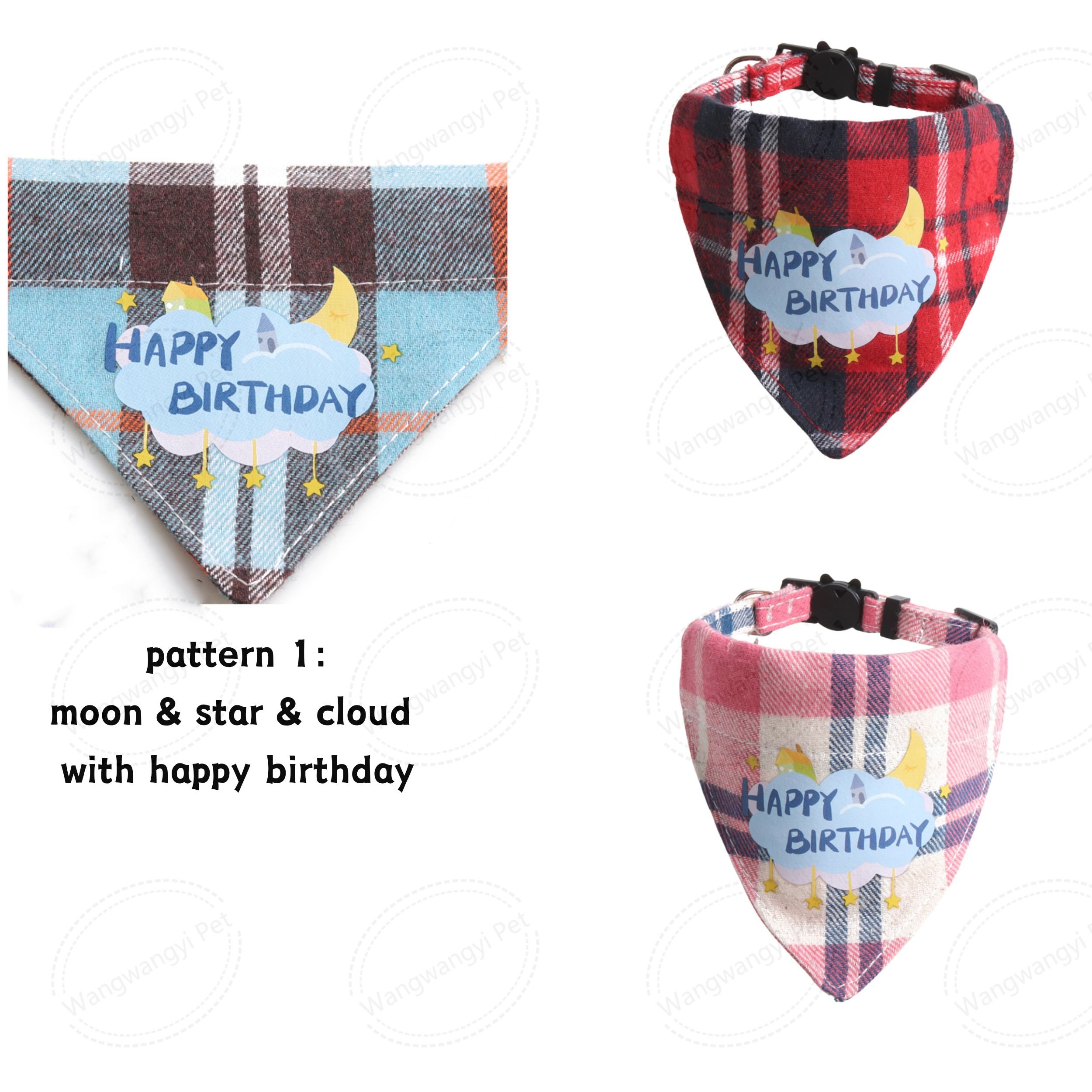 100% Cotton Dog Birthday Bandana Party Series Thick Fabric Pet Kerchief for Puppy