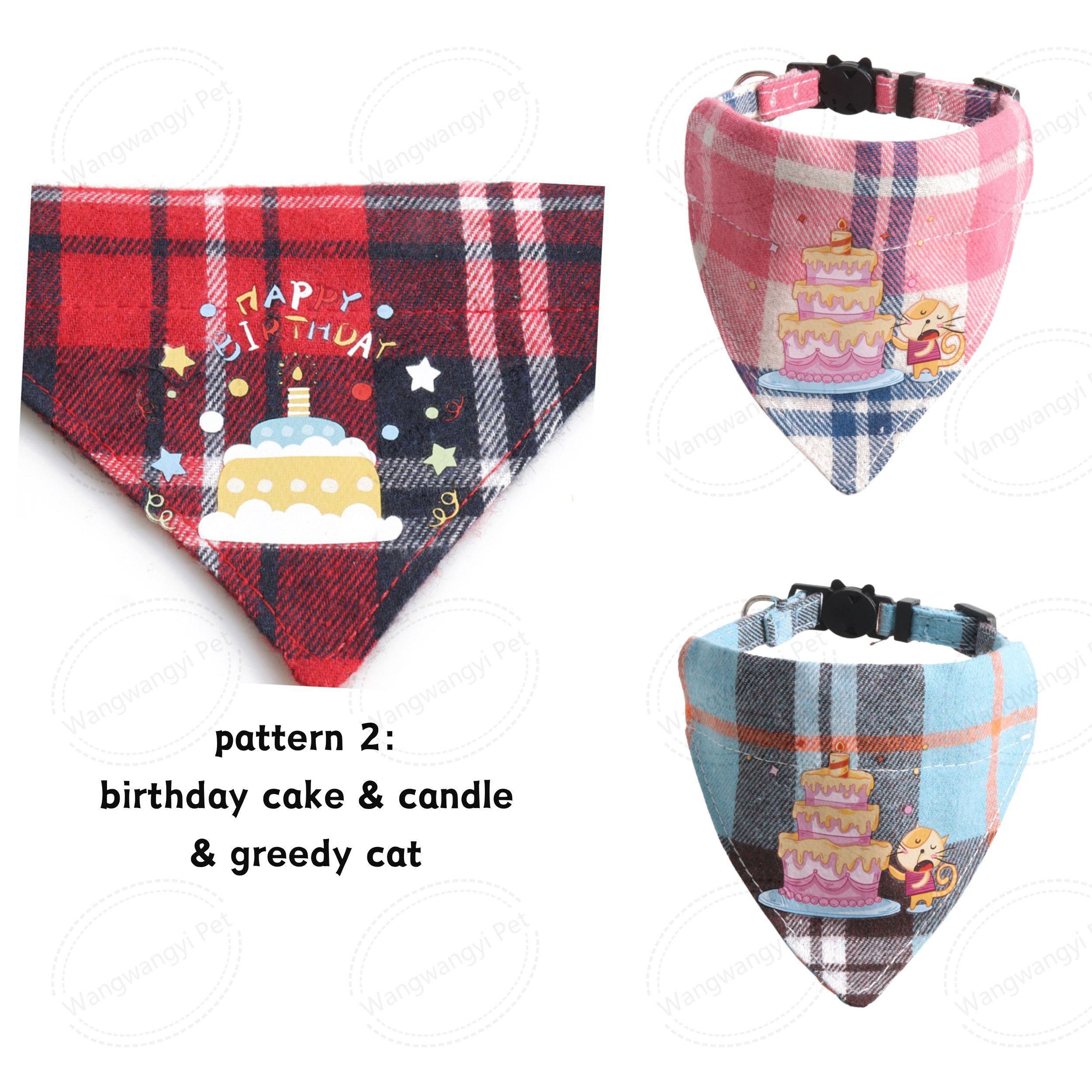 100% Cotton Dog Birthday Bandana Party Series Thick Fabric Pet Kerchief for Puppy