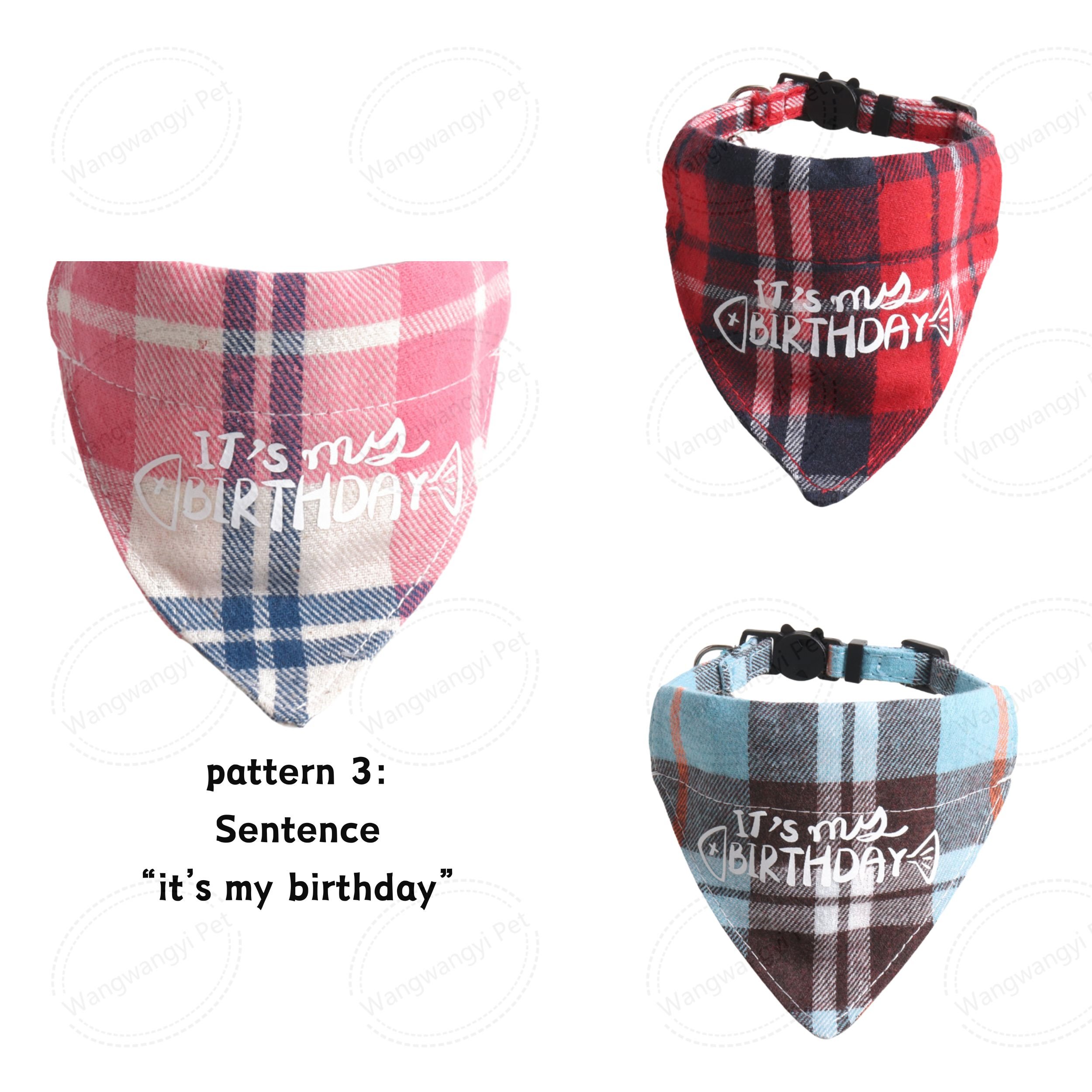 100% Cotton Dog Birthday Bandana Party Series Thick Fabric Pet Kerchief for Puppy