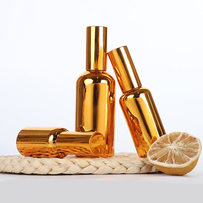 UV Gold Glass Roll -on Bottle Glass Roller Ball Cosmetic Perfume Essential Oil Sample Bottles