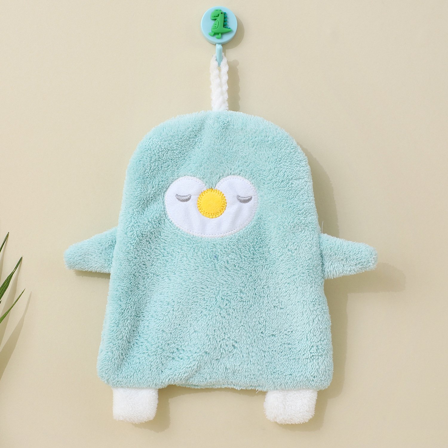 Cartoon Embroidered Coral Plush Wipe Towel with Strong Water Absorption and Thickened Style Hangable Kitchen Small Wipe Towel