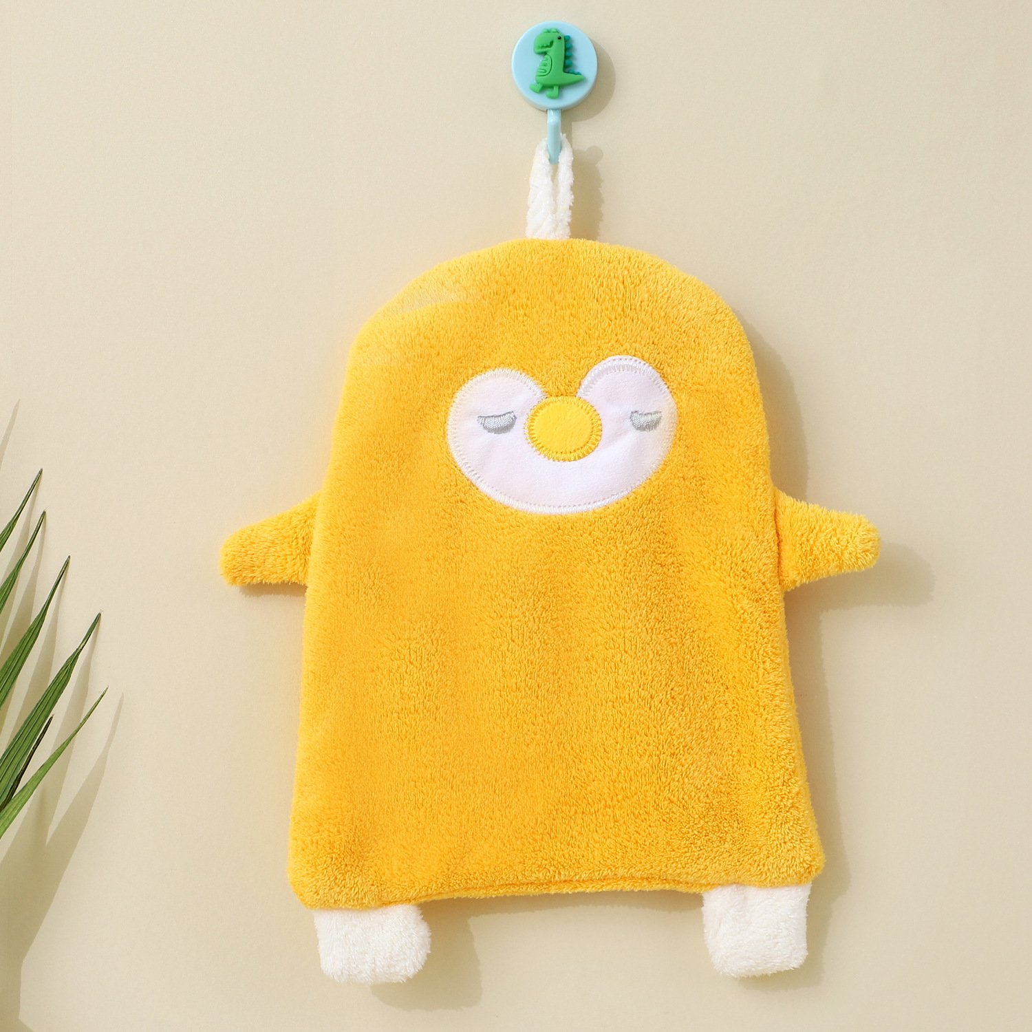 Cartoon Embroidered Coral Plush Wipe Towel with Strong Water Absorption and Thickened Style Hangable Kitchen Small Wipe Towel