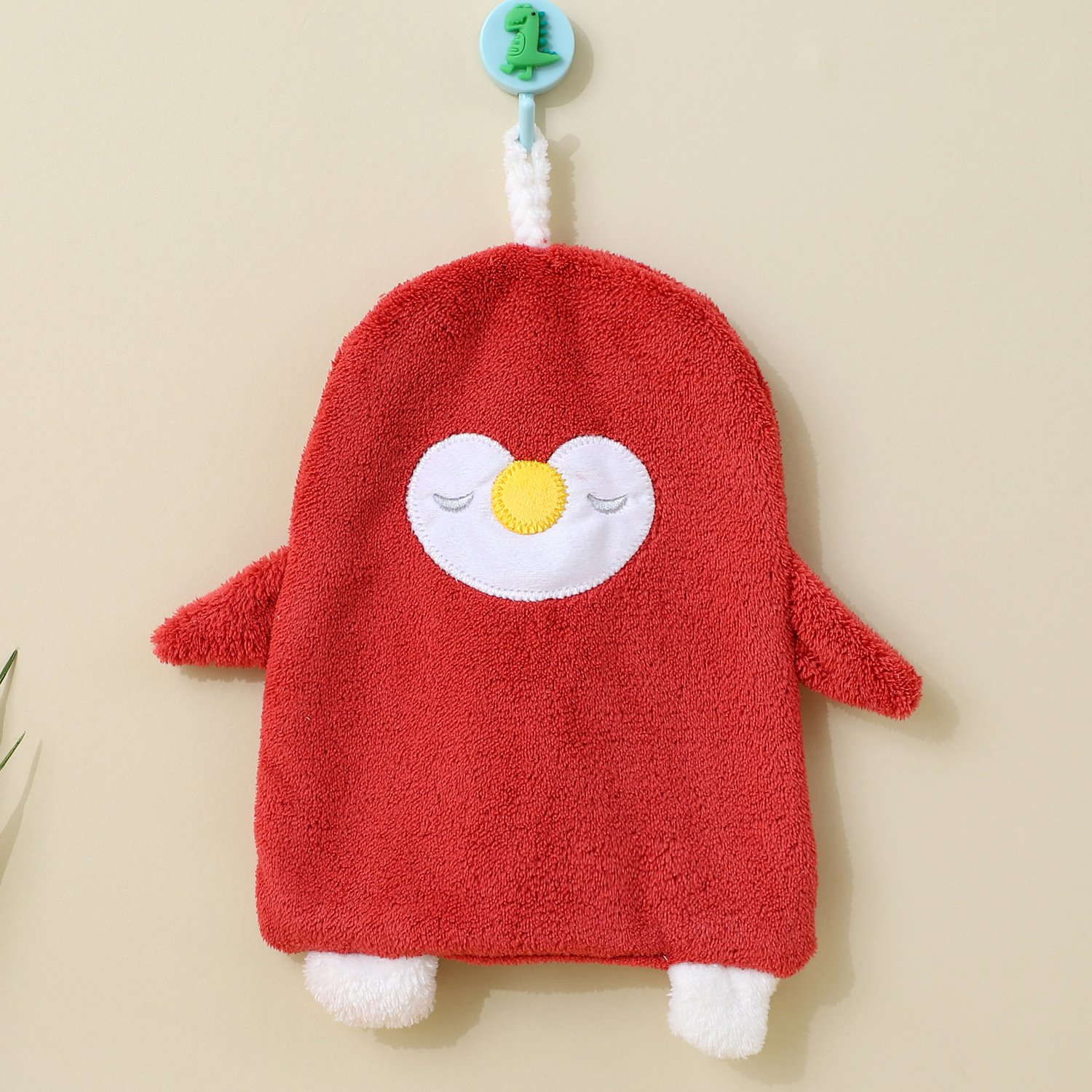 Cartoon Embroidered Coral Plush Wipe Towel with Strong Water Absorption and Thickened Style Hangable Kitchen Small Wipe Towel