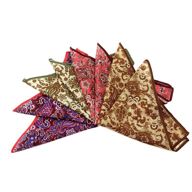Men Grid Printing 100% Wool Handkerchief Hanky Handkerchief