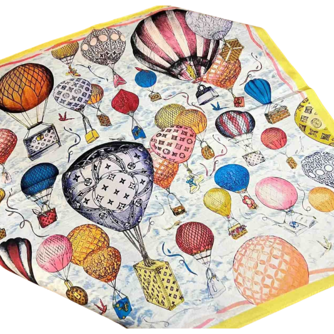Luxury Brand Desgin High Quality Silk Square Scarf Ladie's Neck Handkerchief Soft Female Foulard Hot Air Balloon Printed Scarves