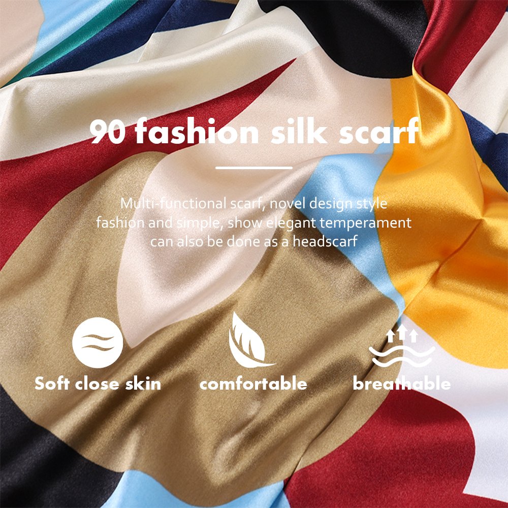 Digital Women Big Custom Silk Printing Square Scarves Satin Scarfs Plain Dyed Summer