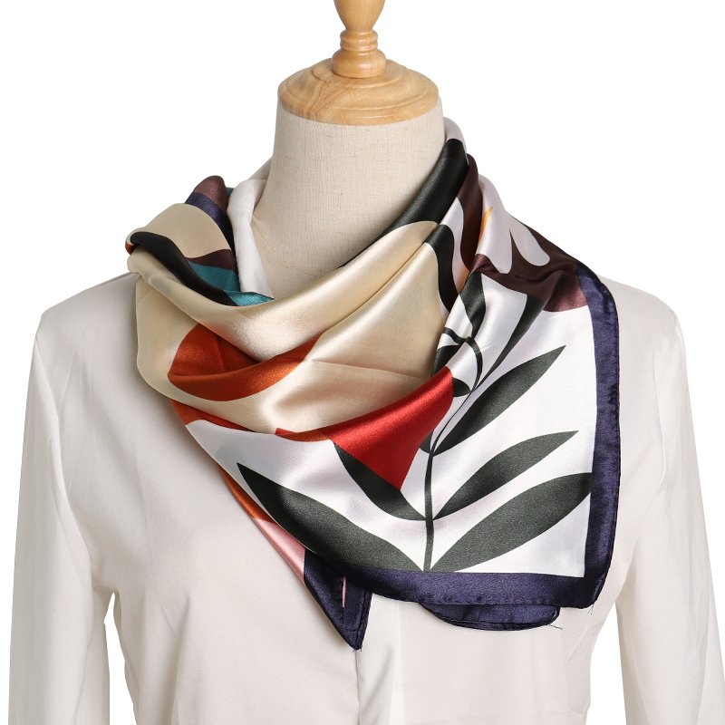 Digital Women Big Custom Silk Printing Square Scarves Satin Scarfs Plain Dyed Summer