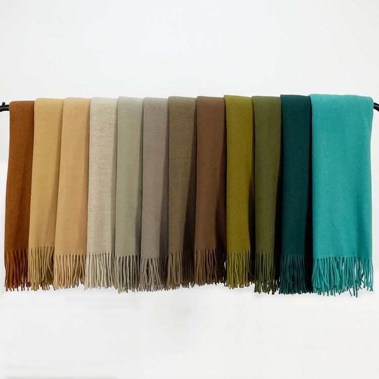 Wholesale woman winter tassel pashmina hijab cashmere blanket polyester scarves kashmiri long fringe Plain wool Shawl 52 colors