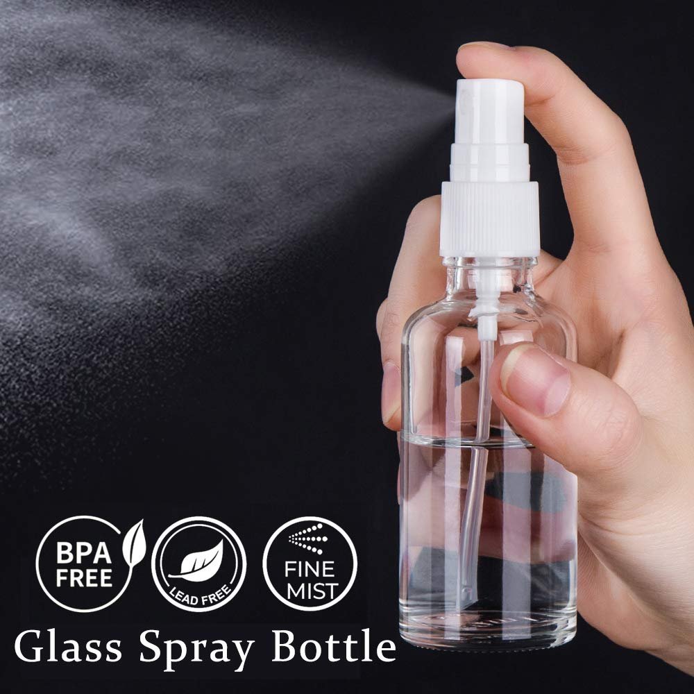 2oz Clear Glass Spray Bottles for Essential Oils Small Spray Bottle with Plastic Sprayer