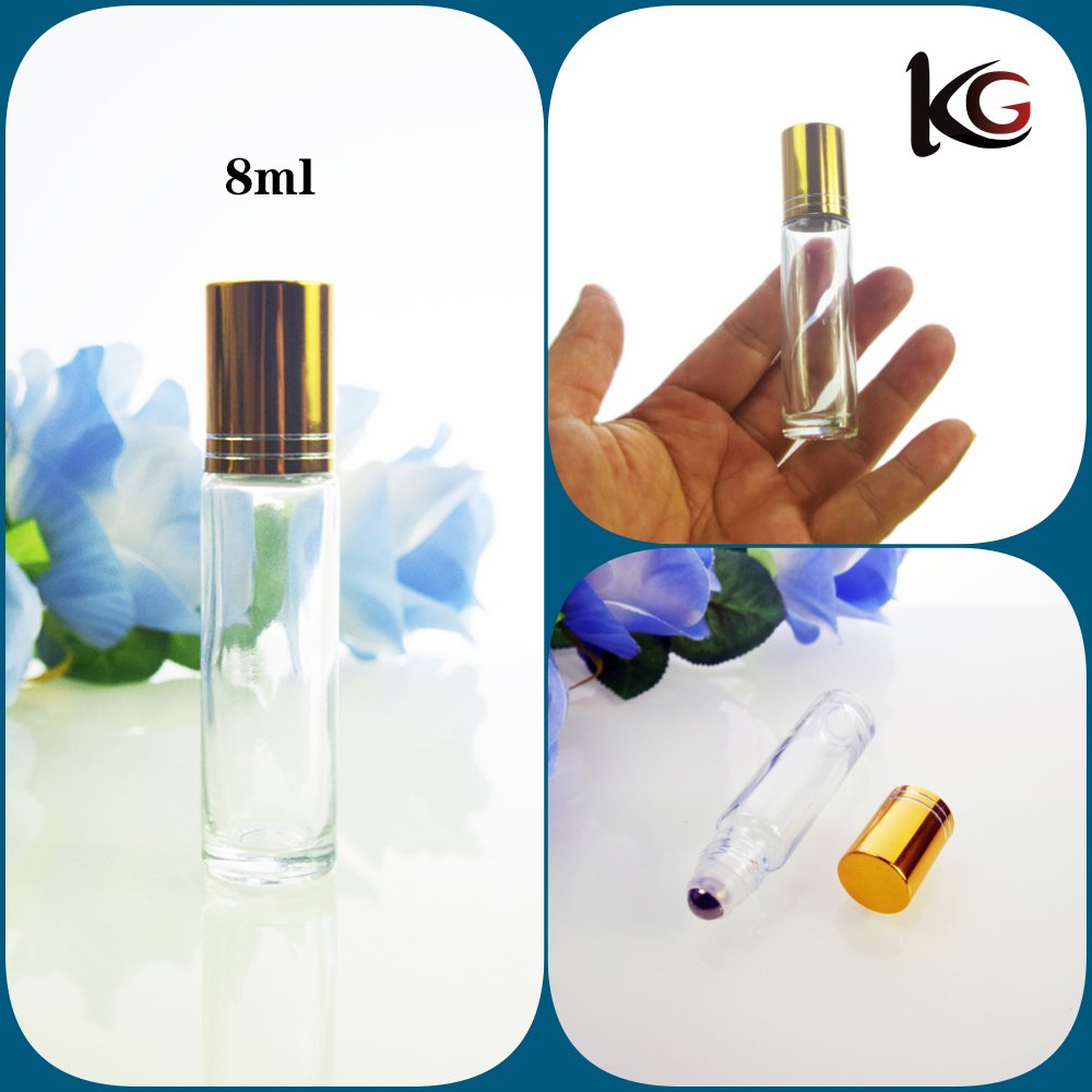 8ml empty round mini refillable perfume oil roll on glass bottle with roller ball 3ml 5ml 8ml 10ml 15ml 20ml
