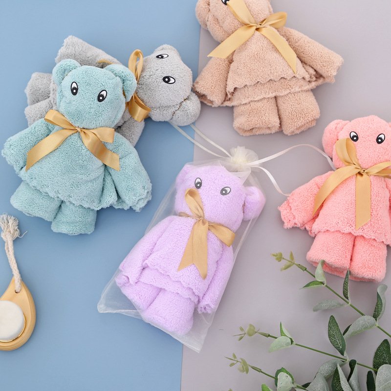 Smile Bear Baby Handkerchief Square Baby Face Hand Bathing Towel Muslin Cotton Infant Face Towel Cloth