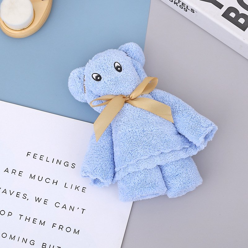 Smile Bear Baby Handkerchief Square Baby Face Hand Bathing Towel Muslin Cotton Infant Face Towel Cloth