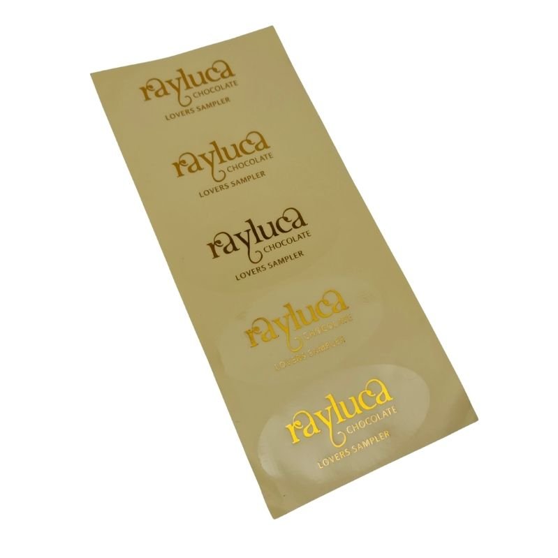 Customize Vinyl Clear Gold Foil Labels Stickers Waterproof Candy Bar Sticker Personalized Food Stickers for Chocolate Packaging