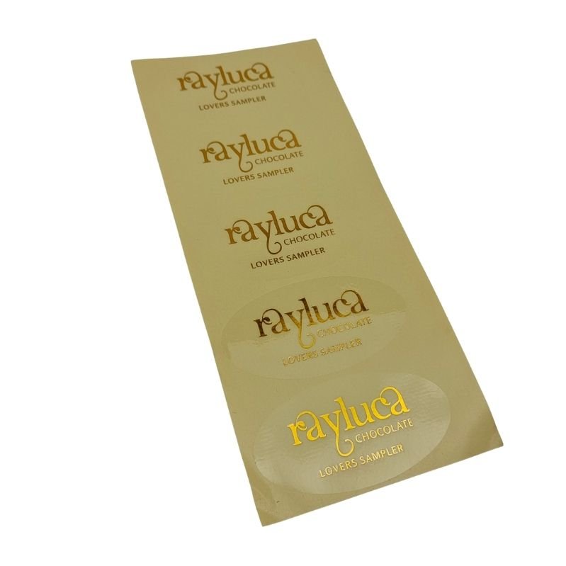 Customize Vinyl Clear Gold Foil Labels Stickers Waterproof Candy Bar Sticker Personalized Food Stickers for Chocolate Packaging