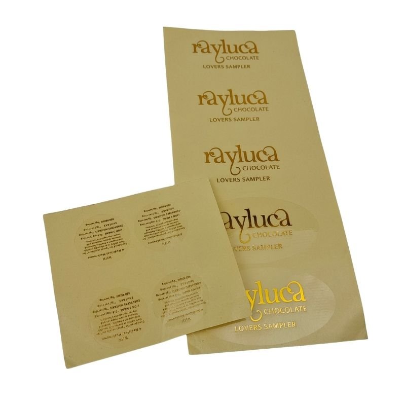Customize Vinyl Clear Gold Foil Labels Stickers Waterproof Candy Bar Sticker Personalized Food Stickers for Chocolate Packaging