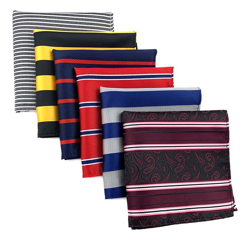 New Pocket Square Handkerchief Accessories Paisley Stripes Hankies For Wedding Men's Suit