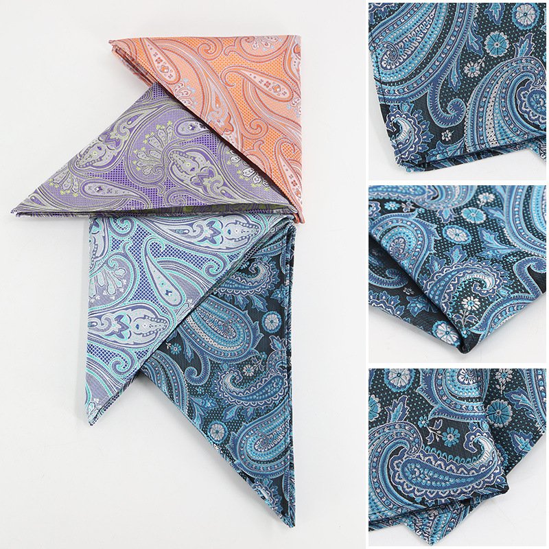 Jacquard Woven Pocket Squares For Men Fashion Handkerchief Custom Paisley Handkerchief For Men