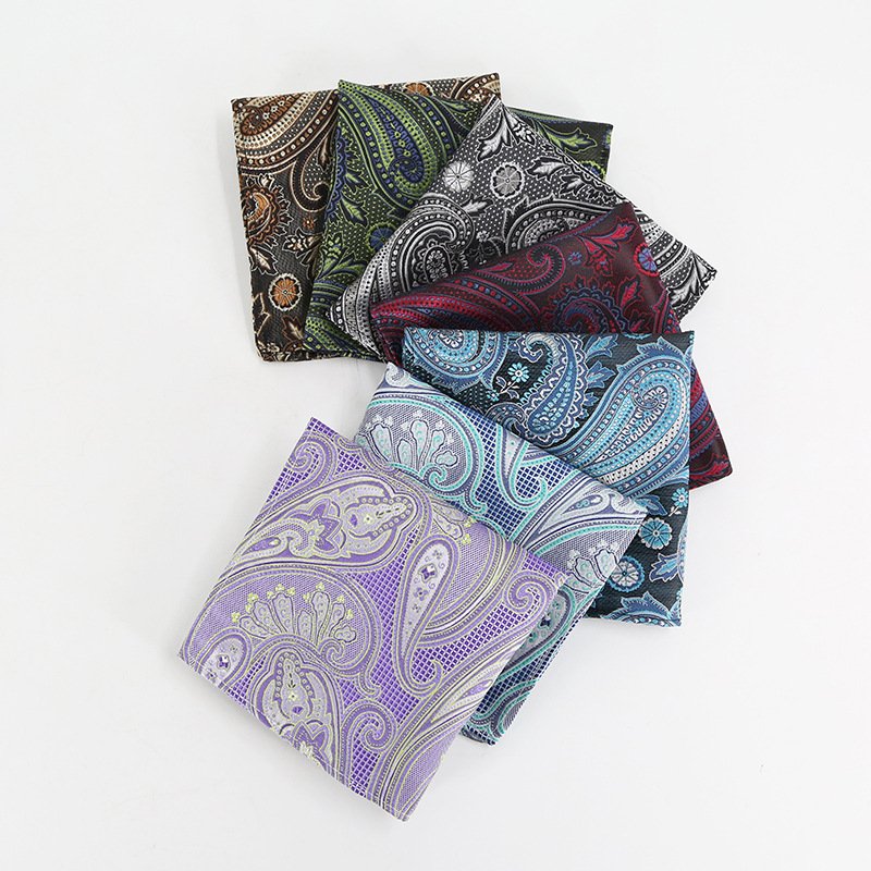 Jacquard Woven Pocket Squares For Men Fashion Handkerchief Custom Paisley Handkerchief For Men