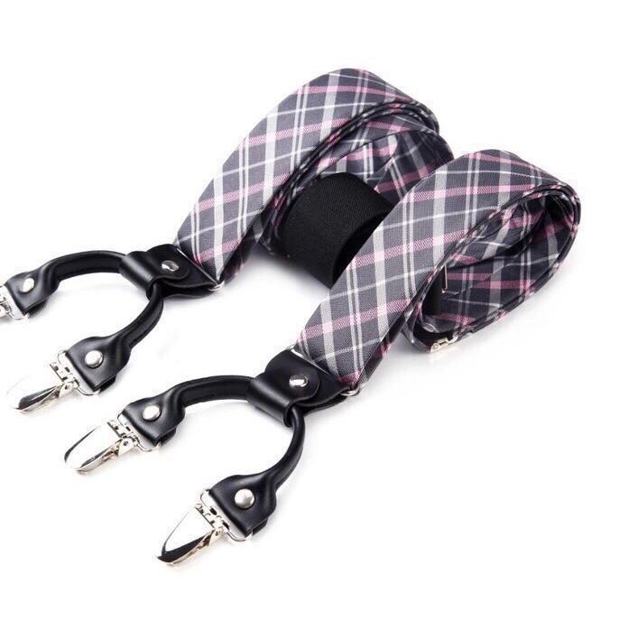 Custom Men's Novelty Paisley Bow Tie Suspenders Handkerchief Set-Fashionable Elastic Leather PU Polyester Fabric Materials-Gift