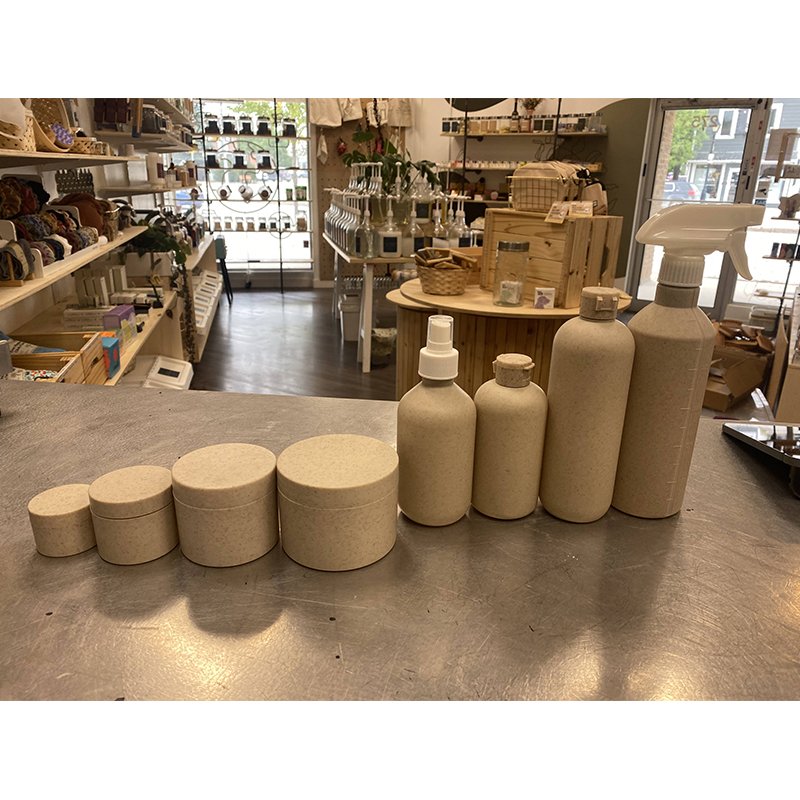 Cosmetic packaging 100ml 250ml 300ml 500ml biodegradable shampoo plastic wheat straw pump bottle