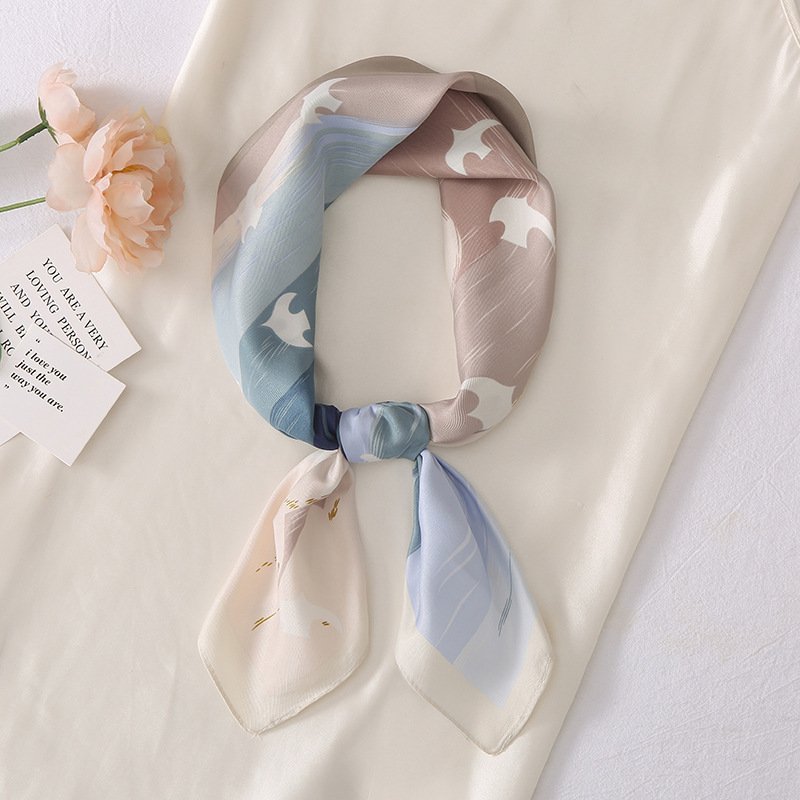 Soft Print Wrap Foulard Handkerchief Bandana Neck Skinny Tie Scarves Shawls Women Square Silk Chiffon Scarf