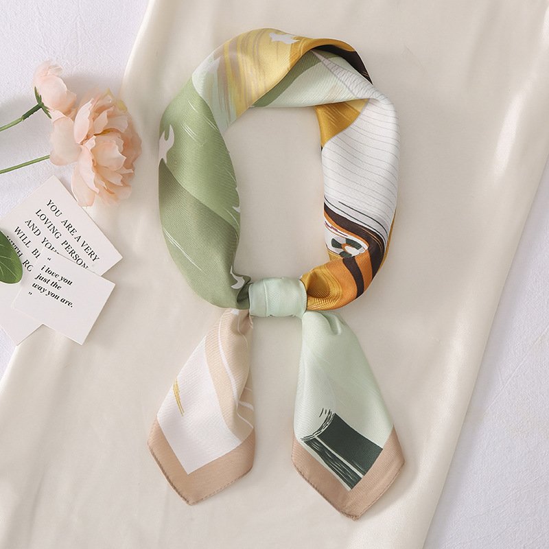 Soft Print Wrap Foulard Handkerchief Bandana Neck Skinny Tie Scarves Shawls Women Square Silk Chiffon Scarf