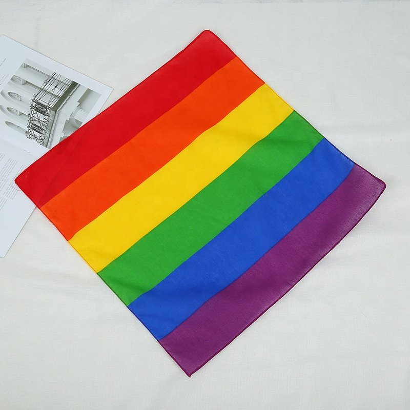 Custom Sublimation Rainbow Handkerchief Headwear Cotton Gay Pride LGBT Party Decorative Bandanas
