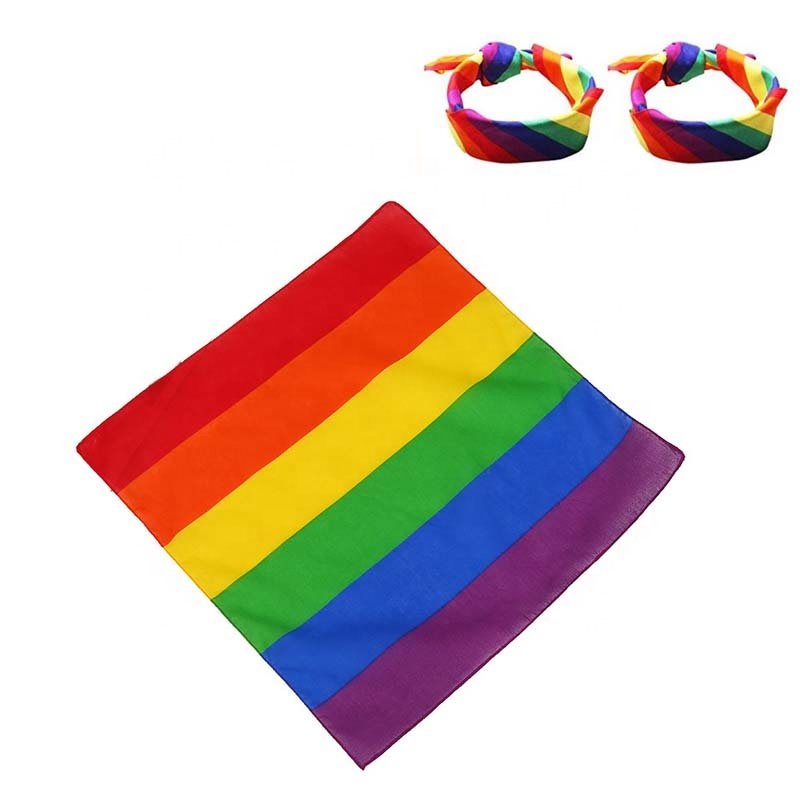 Custom Sublimation Rainbow Handkerchief Headwear Cotton Gay Pride LGBT Party Decorative Bandanas