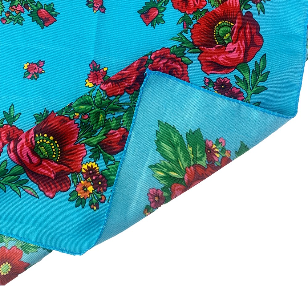 Russian Floral Print Scarf Luxury Women Flower Printed Square Bandana Ukrainian Headband Shawl Handkerchief Head Wraps