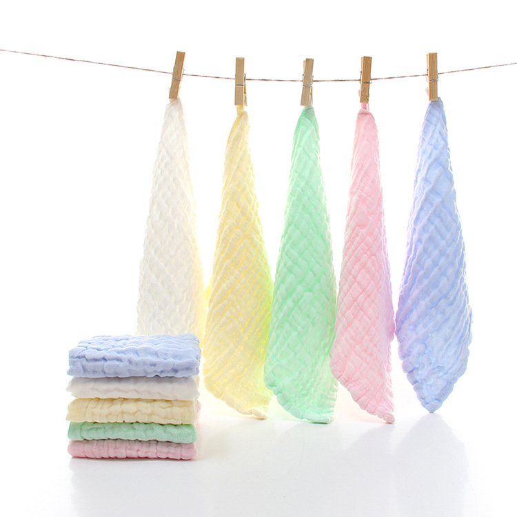 Newborn 100% cotton 6 layers gauze muslin face infant wash cloth kids handkerchief teething saliva baby face towel