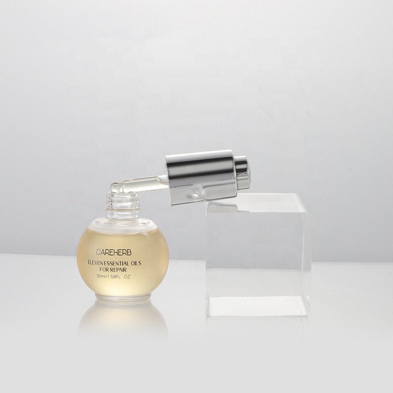 30ml high grade ball shape glass essential oil push dropper bottle 1OZ liquid frosted glass bottle Dispense serum bottle