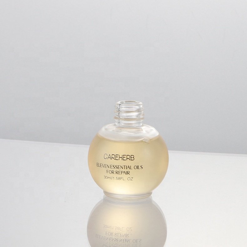 30ml high grade ball shape glass essential oil push dropper bottle 1OZ liquid frosted glass bottle Dispense serum bottle