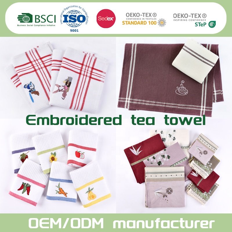 Home-spun cotton kitchen tea towel Dishwashing towel Vegetarian tea towel square handkerchief party around gifts customized