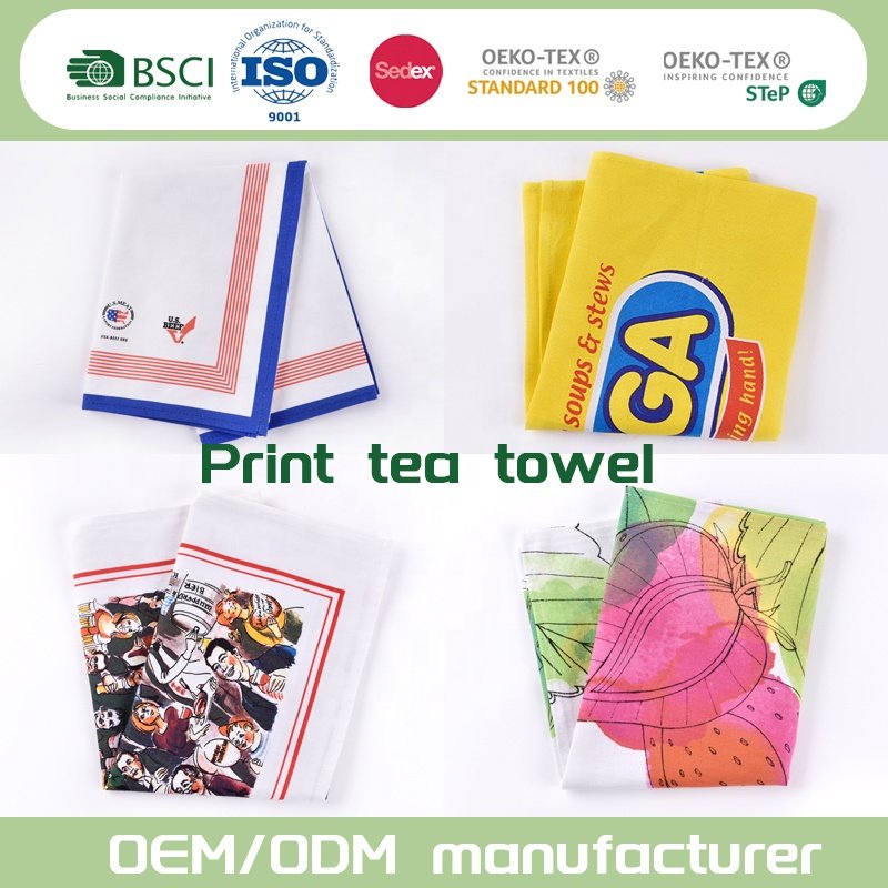 Home-spun cotton kitchen tea towel Dishwashing towel Vegetarian tea towel square handkerchief party around gifts customized