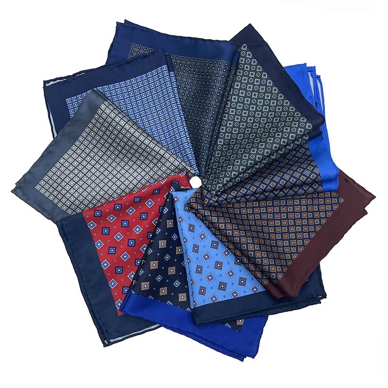 China supplier wholesale high quality pocket square dropshipping organic original print handkerchiefs man pocket square