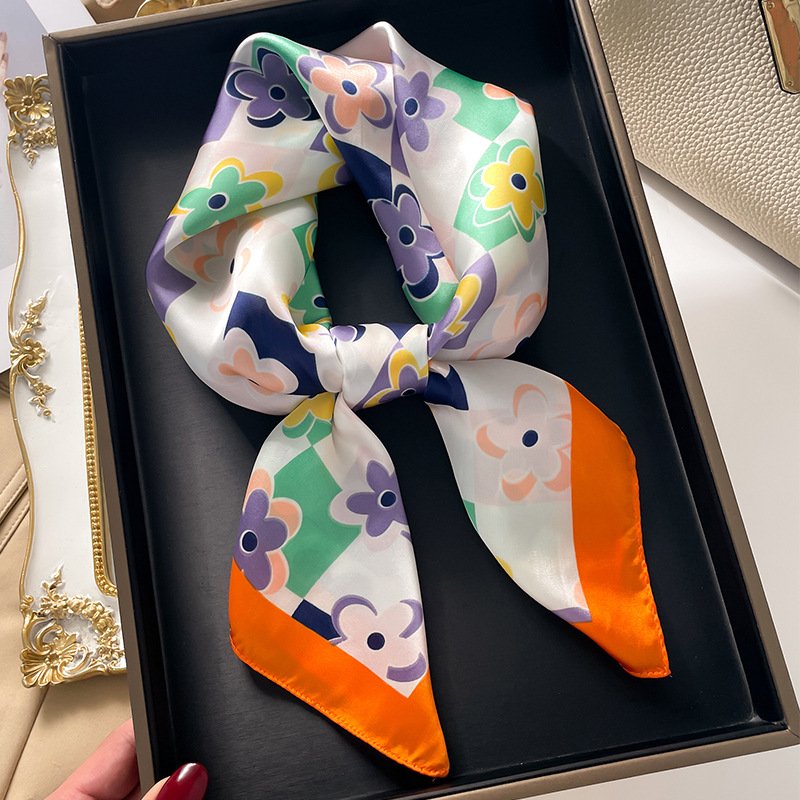 Square Silk Scarf 70*70cm Headband Hair Bands Hair Hoop Accessories For Women Girl Lady Head Neck Silk Scarf Handkerchief