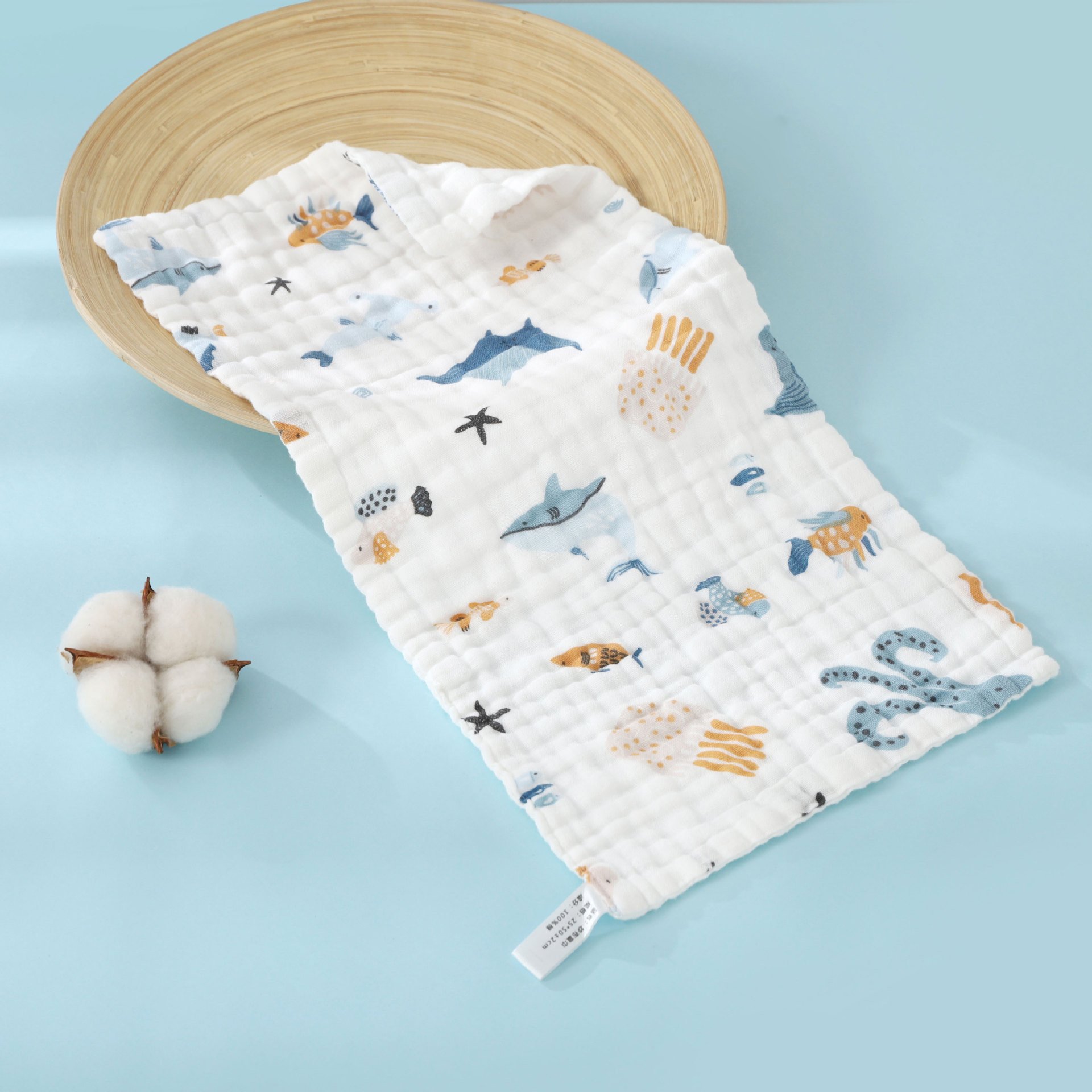 6 layers seersucker baby towel muslin 100%cotton newborn handkerchief washable soft cotton baby face towel
