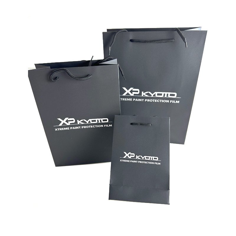 Hot sale de papel carrier paper shopping bag black custom paper bags with logo white printing for business