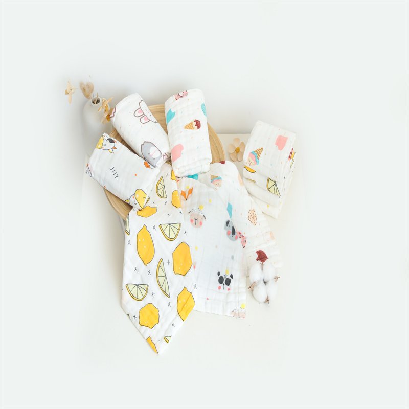 Soft Newborn Baby Gauze Infant Saliva Towel Cartoon Cotton Handkerchief Small Square Towel Washcloth For Baby