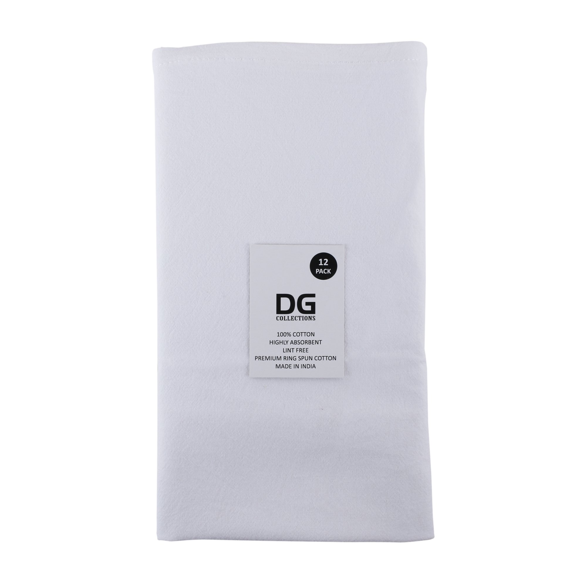 Set of 12 White 100% Cotton Flour Sack Towels Embroidered and Woven Luxury Kitchen Towels for Table Airplane Restaurant Use