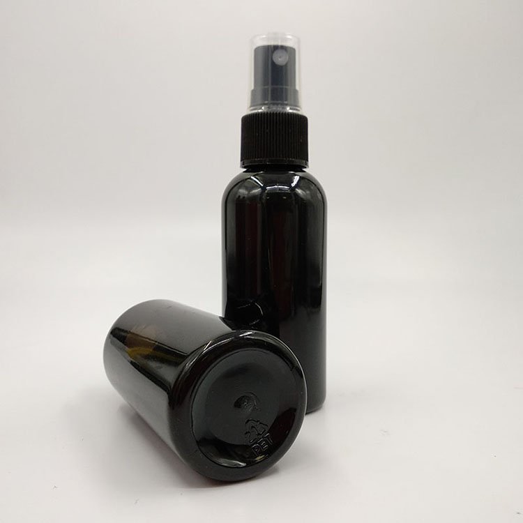 2oz 60ml SOlid Black Bottle With Black Spray Empty Fine Mist Plastic Mini Travel Bottle Set Small Refillable Liquid Containers